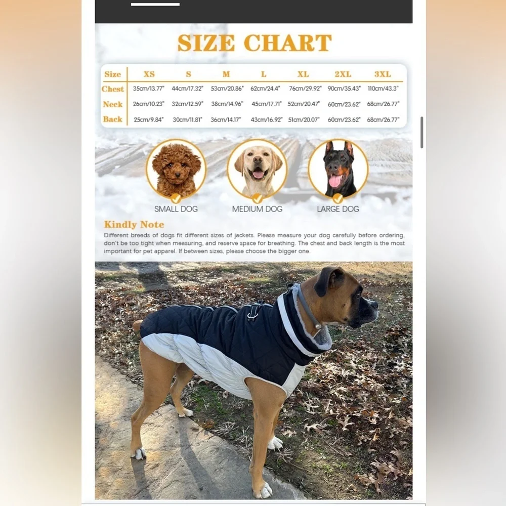 Lelepet Dog Coat Warm Dog Winter Coat Waterproof Dogs Jacket L/ 488-bb3
